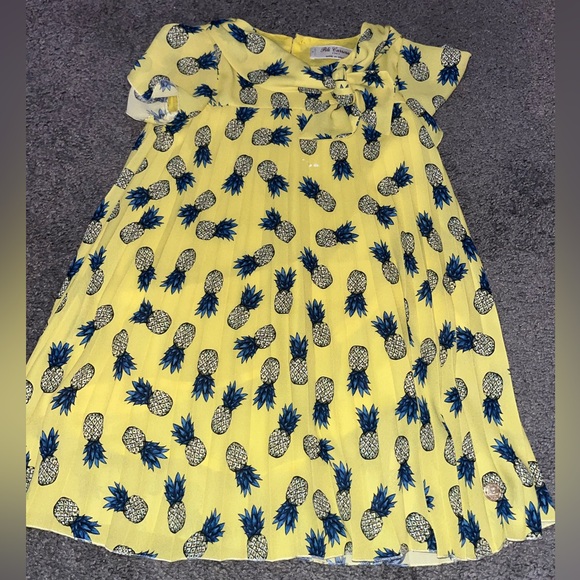 Girls Toddler 4T Pili Carrera Pleated Pineapple Print Dress - Picture 2 of 5